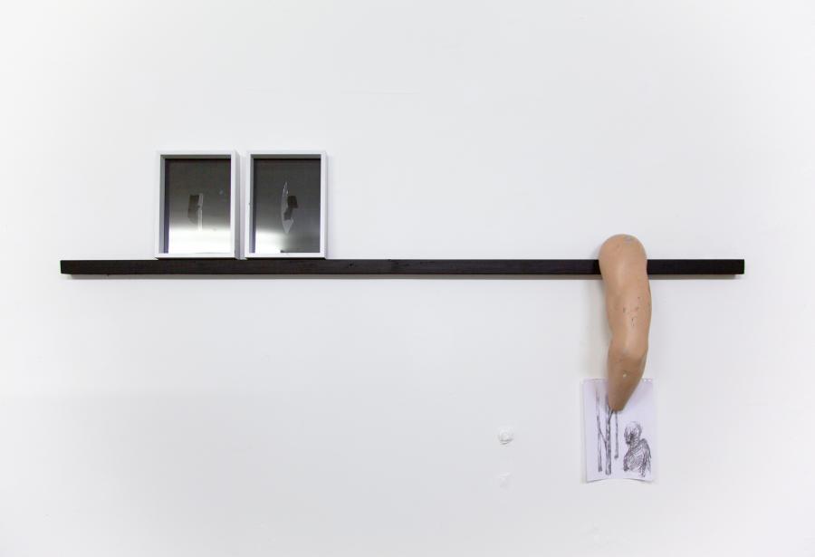 Nino Sakandelidze, “one piece”, installation, mixed media, 198 x 100,5 cm, 2015