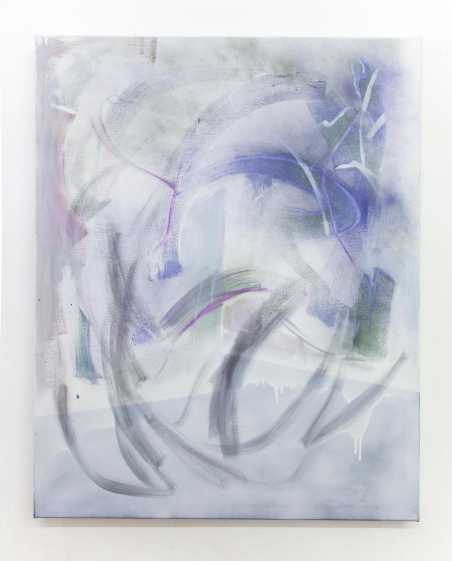 Nino Sakandelidze, “undo the undone”, Öl und Spray auf Leinwand, 100 x 80 cm, 2015