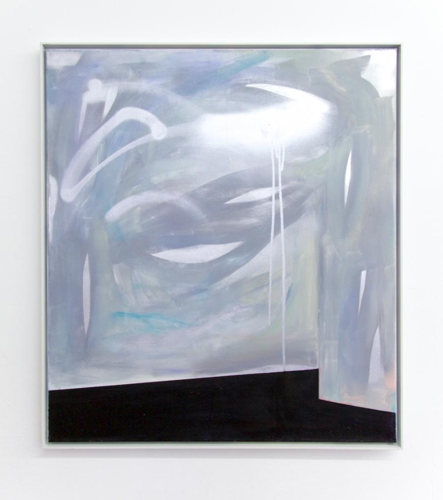 Nino Sakandelidze, “scroll down to you”, Öl und Spray auf Leinwand, 80 x 80 cm, 2015