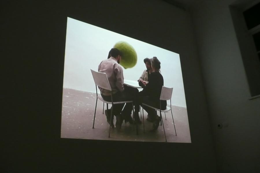 for a while, who knows how long - projection - talk without words (christopher wool) by marina faust and franz west