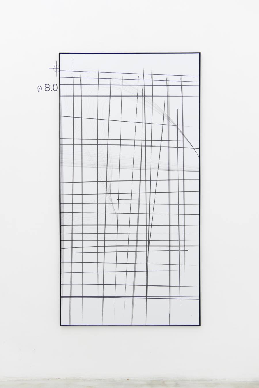 Marina Sula, Drawing - office, tablet drawing, UV-print on Dibond, laser cut, steel, 172 x 89, 2015