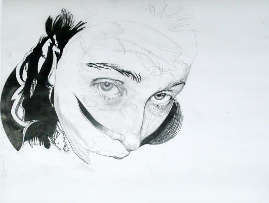 Franz Graf, WOMAN 1, 70 x 90 cm, Bleistift auf Transparentpapier, 2013, signiert
