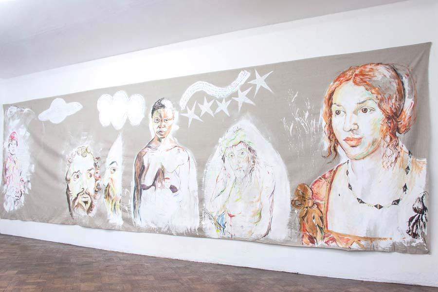 Elke Silvia Krystufek, “Hope”, 2004, 200 x 700 cm, Acryl auf Leinwand