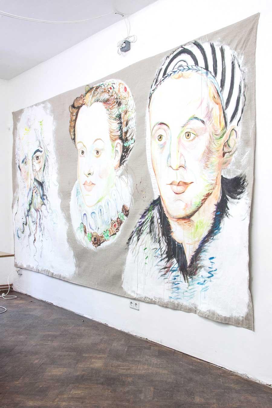 Elke Silvia Krystufek, ”Language”, 2004, 200 x 400 cm, Acryl auf Leinwand