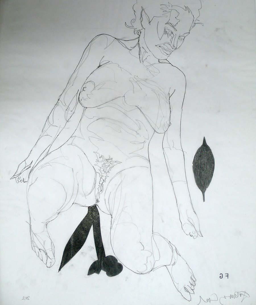 Franz Graf, WOMAN 8, 60 x 50 cm, Bleistift auf Transparentpapier, 2012, signiert