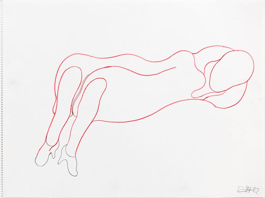 „RUHE“, 1993, 42 x 55 cm, Buntstift auf Papier