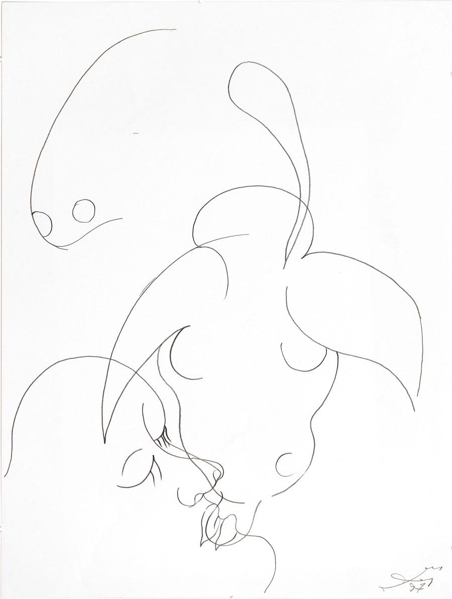 „LIEBER STIER“, 1997, 55 x 42 cm, Bleistift auf Papier