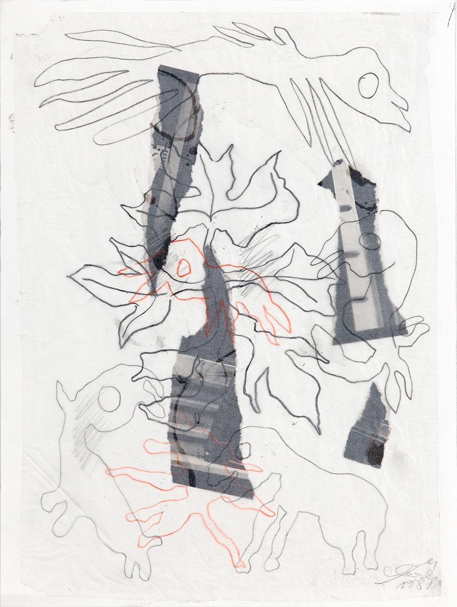 „TIERE“, 1981, 55 x 42 cm, Mischtechnik auf Papier