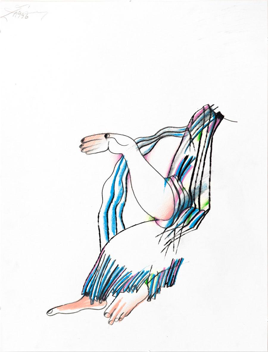 „KLASSE“, 1996, 55 x 42 cm, Buntstift auf Papier