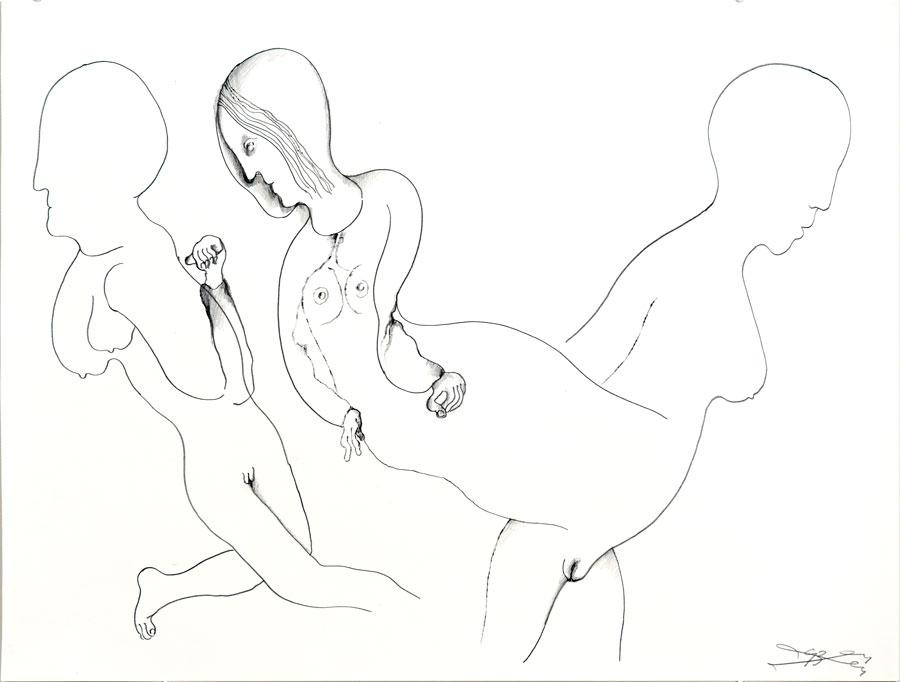 „KEINE ZUNEIGUNG“, 1993, 42 x 55 cm, Bleistift auf Papier